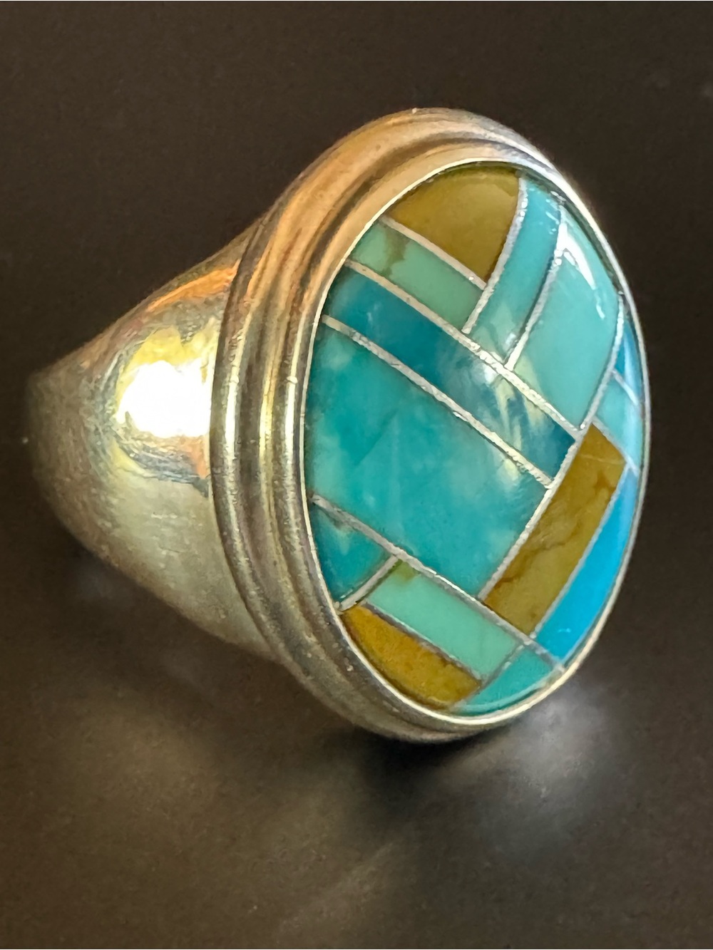 Carolyn Pollack Relios Sterling Silver Turquoise Inlay Ring - Size 6